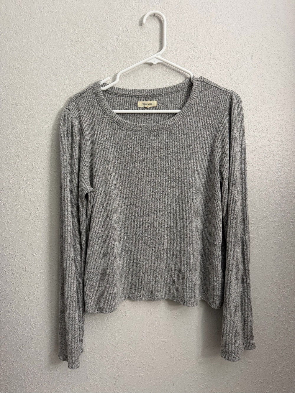 Madewell Light Heather Gray Ribbed Long-Sleeve Tee